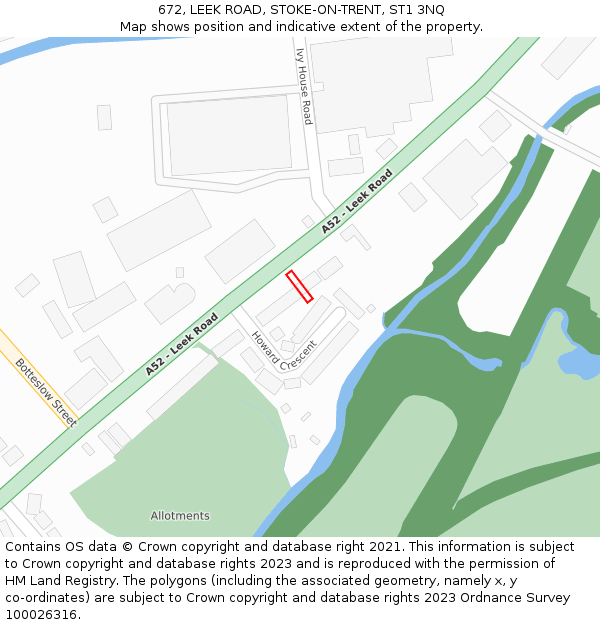 672, LEEK ROAD, STOKE-ON-TRENT, ST1 3NQ: Location map and indicative extent of plot