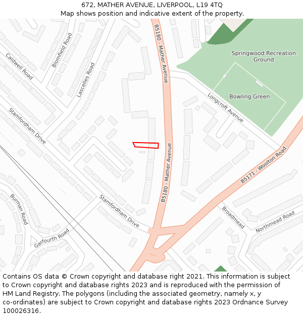 672, MATHER AVENUE, LIVERPOOL, L19 4TQ: Location map and indicative extent of plot