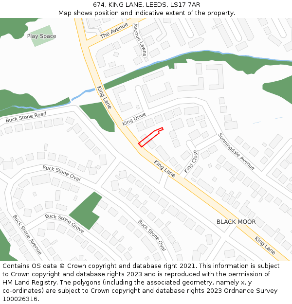 674, KING LANE, LEEDS, LS17 7AR: Location map and indicative extent of plot