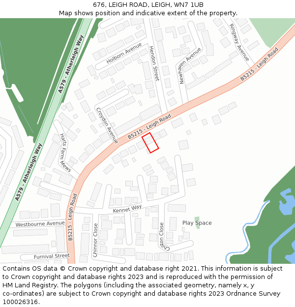 676, LEIGH ROAD, LEIGH, WN7 1UB: Location map and indicative extent of plot