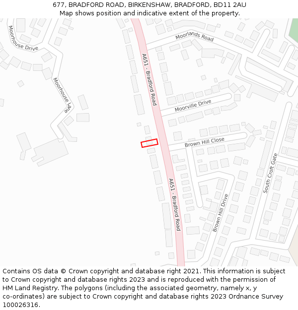 677, BRADFORD ROAD, BIRKENSHAW, BRADFORD, BD11 2AU: Location map and indicative extent of plot