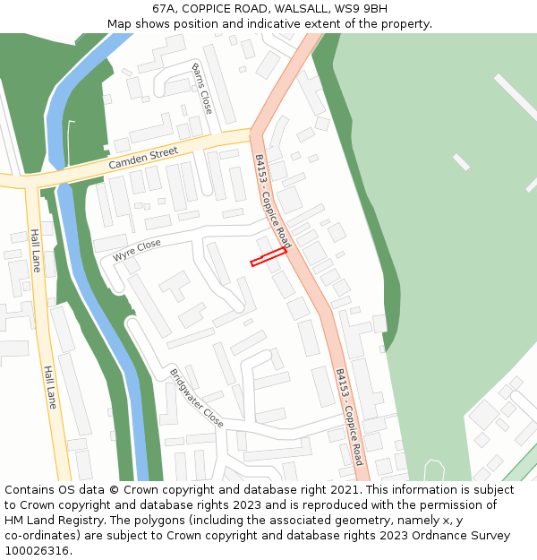 67A, COPPICE ROAD, WALSALL, WS9 9BH: Location map and indicative extent of plot