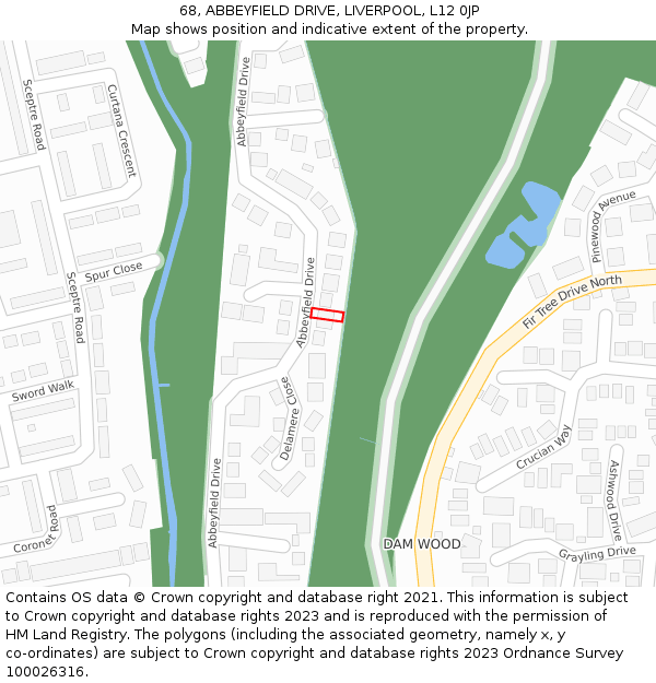 68, ABBEYFIELD DRIVE, LIVERPOOL, L12 0JP: Location map and indicative extent of plot