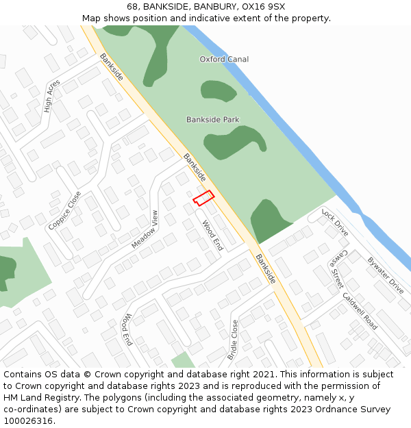 68, BANKSIDE, BANBURY, OX16 9SX: Location map and indicative extent of plot