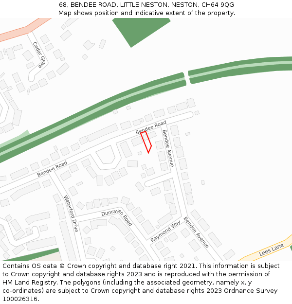 68, BENDEE ROAD, LITTLE NESTON, NESTON, CH64 9QG: Location map and indicative extent of plot