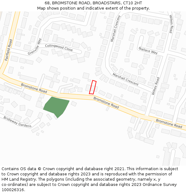 68, BROMSTONE ROAD, BROADSTAIRS, CT10 2HT: Location map and indicative extent of plot