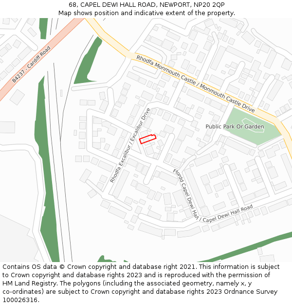 68, CAPEL DEWI HALL ROAD, NEWPORT, NP20 2QP: Location map and indicative extent of plot