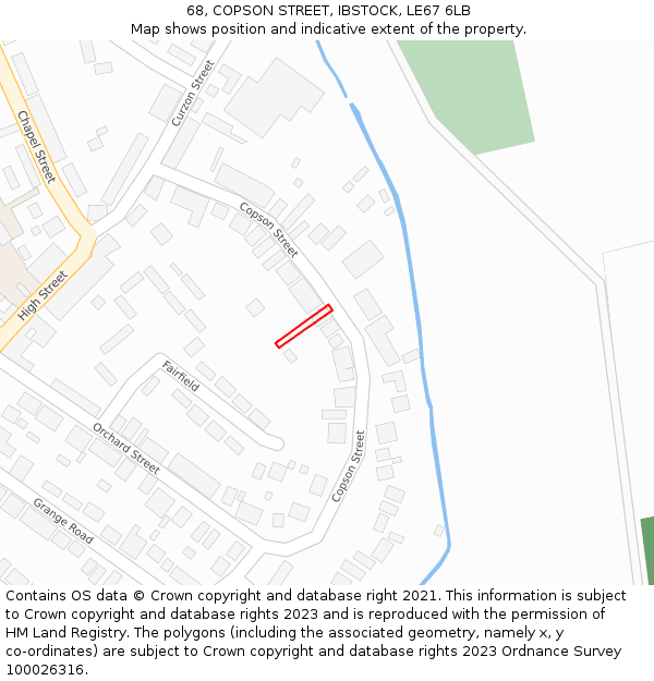 68, COPSON STREET, IBSTOCK, LE67 6LB: Location map and indicative extent of plot