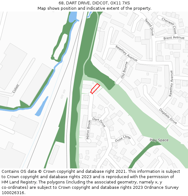 68, DART DRIVE, DIDCOT, OX11 7XS: Location map and indicative extent of plot