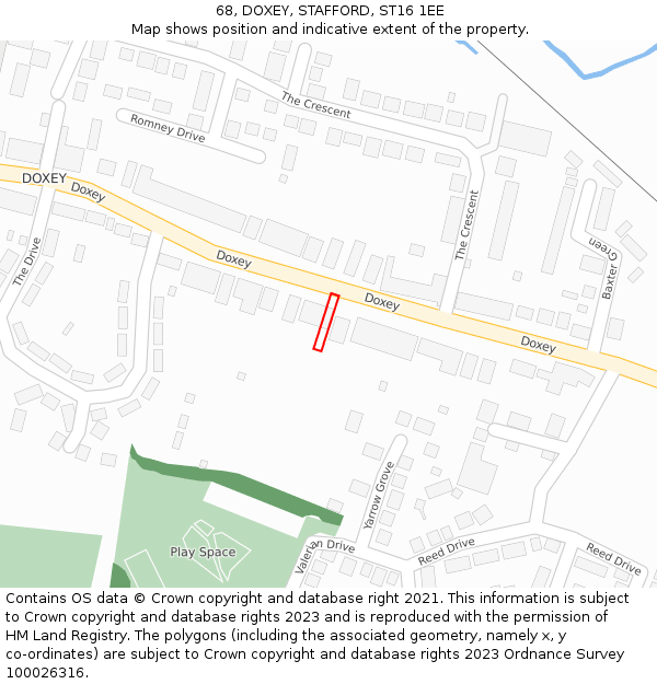 68, DOXEY, STAFFORD, ST16 1EE: Location map and indicative extent of plot