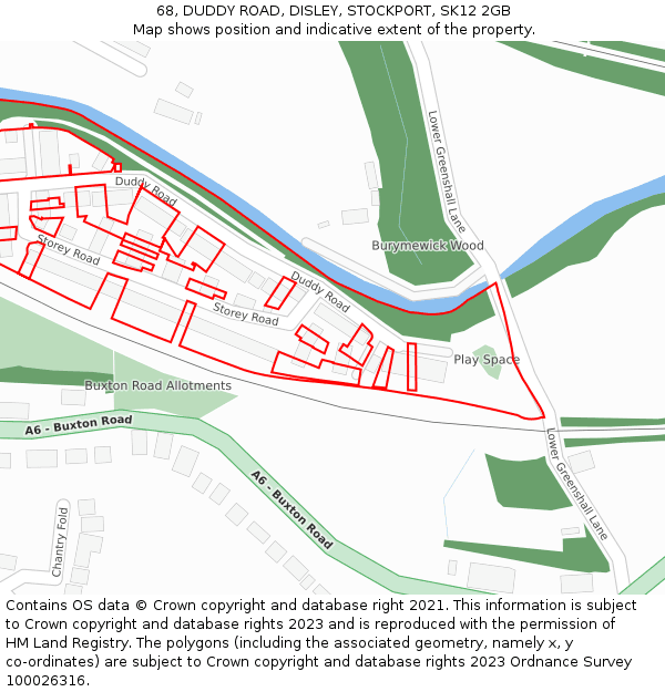 68, DUDDY ROAD, DISLEY, STOCKPORT, SK12 2GB: Location map and indicative extent of plot