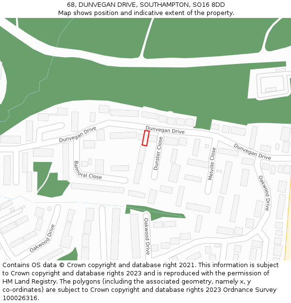 68, DUNVEGAN DRIVE, SOUTHAMPTON, SO16 8DD: Location map and indicative extent of plot