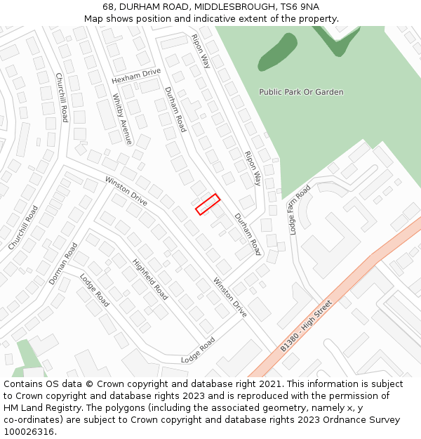 68, DURHAM ROAD, MIDDLESBROUGH, TS6 9NA: Location map and indicative extent of plot