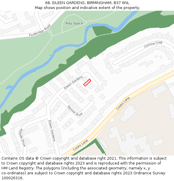 68, EILEEN GARDENS, BIRMINGHAM, B37 6NL: Location map and indicative extent of plot