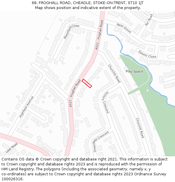 68, FROGHALL ROAD, CHEADLE, STOKE-ON-TRENT, ST10 1JT: Location map and indicative extent of plot