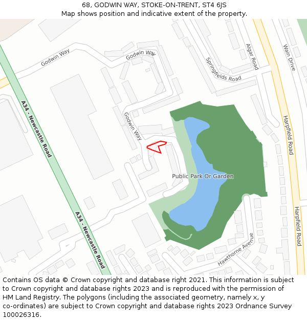 68, GODWIN WAY, STOKE-ON-TRENT, ST4 6JS: Location map and indicative extent of plot