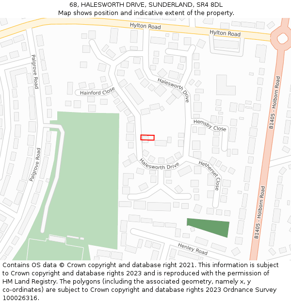 68, HALESWORTH DRIVE, SUNDERLAND, SR4 8DL: Location map and indicative extent of plot