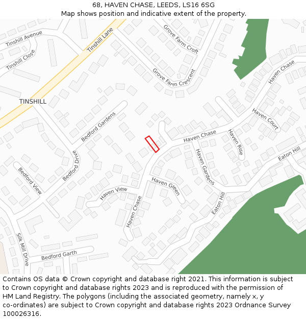 68, HAVEN CHASE, LEEDS, LS16 6SG: Location map and indicative extent of plot