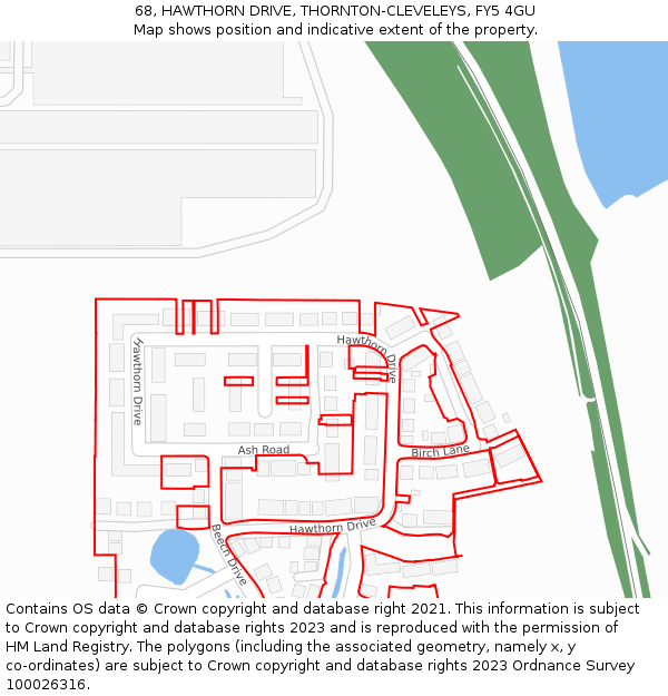 68, HAWTHORN DRIVE, THORNTON-CLEVELEYS, FY5 4GU: Location map and indicative extent of plot