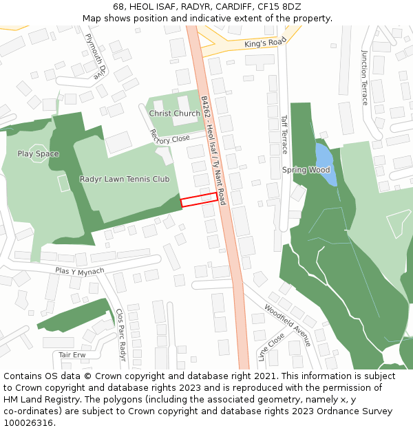 68, HEOL ISAF, RADYR, CARDIFF, CF15 8DZ: Location map and indicative extent of plot