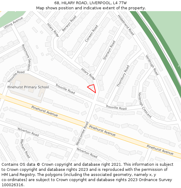 68, HILARY ROAD, LIVERPOOL, L4 7TW: Location map and indicative extent of plot
