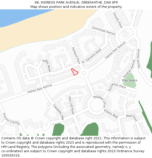 68, INGRESS PARK AVENUE, GREENHITHE, DA9 9FR: Location map and indicative extent of plot