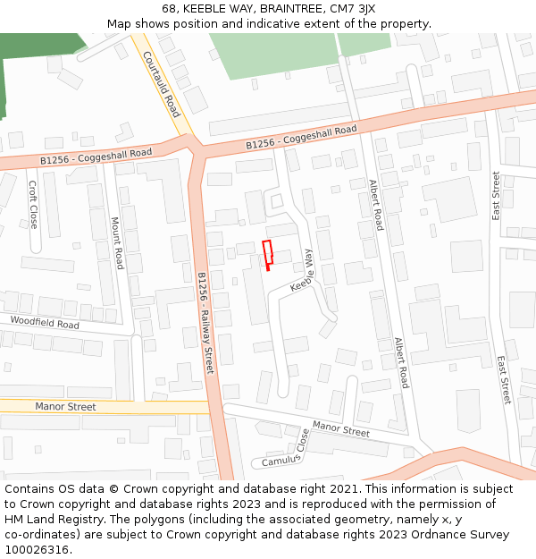 68, KEEBLE WAY, BRAINTREE, CM7 3JX: Location map and indicative extent of plot