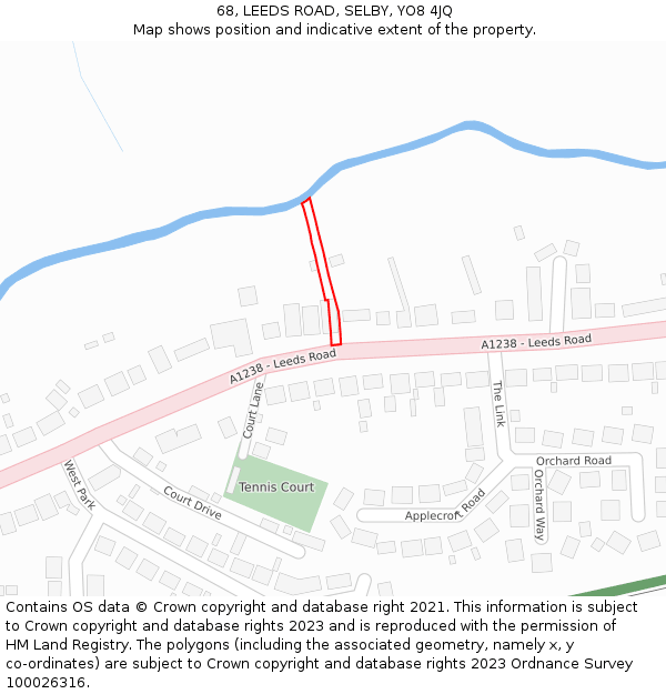 68, LEEDS ROAD, SELBY, YO8 4JQ: Location map and indicative extent of plot