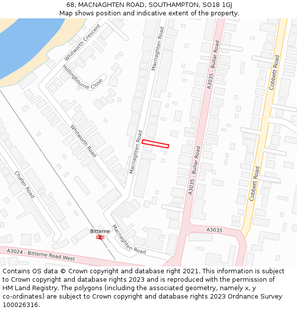 68, MACNAGHTEN ROAD, SOUTHAMPTON, SO18 1GJ: Location map and indicative extent of plot