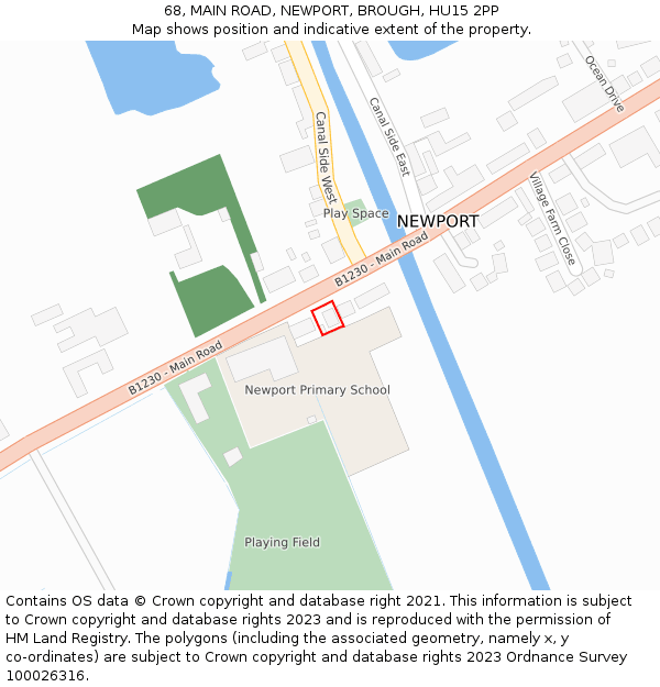 68, MAIN ROAD, NEWPORT, BROUGH, HU15 2PP: Location map and indicative extent of plot