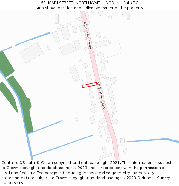 68, MAIN STREET, NORTH KYME, LINCOLN, LN4 4DG: Location map and indicative extent of plot