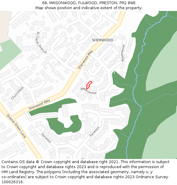 68, MASONWOOD, FULWOOD, PRESTON, PR2 8WE: Location map and indicative extent of plot