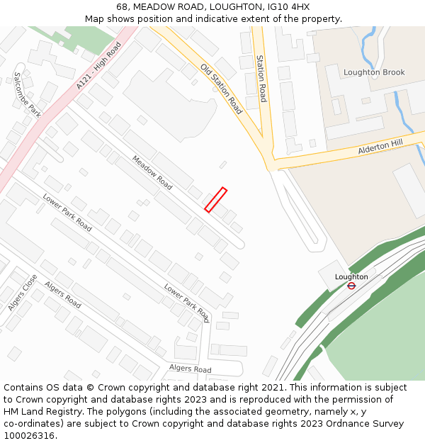 68, MEADOW ROAD, LOUGHTON, IG10 4HX: Location map and indicative extent of plot