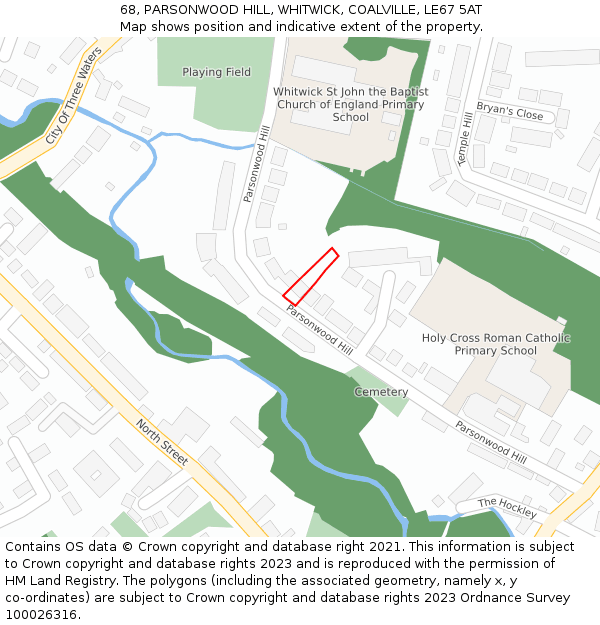 68, PARSONWOOD HILL, WHITWICK, COALVILLE, LE67 5AT: Location map and indicative extent of plot