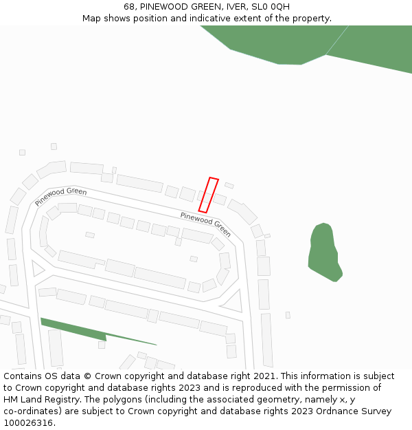 68, PINEWOOD GREEN, IVER, SL0 0QH: Location map and indicative extent of plot