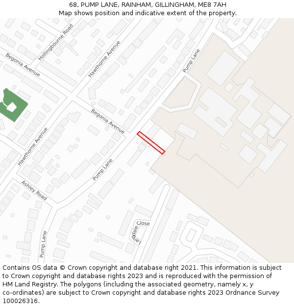 68, PUMP LANE, RAINHAM, GILLINGHAM, ME8 7AH: Location map and indicative extent of plot