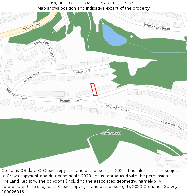 68, REDDICLIFF ROAD, PLYMOUTH, PL9 9NF: Location map and indicative extent of plot