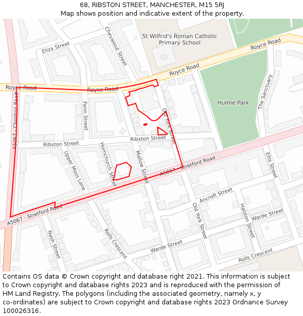 68, RIBSTON STREET, MANCHESTER, M15 5RJ: Location map and indicative extent of plot