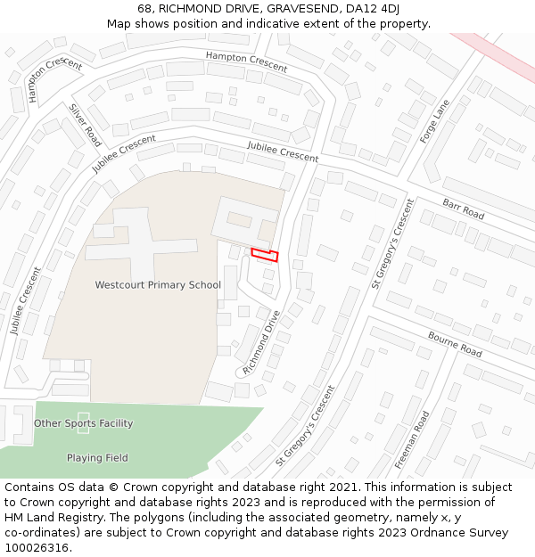 68, RICHMOND DRIVE, GRAVESEND, DA12 4DJ: Location map and indicative extent of plot