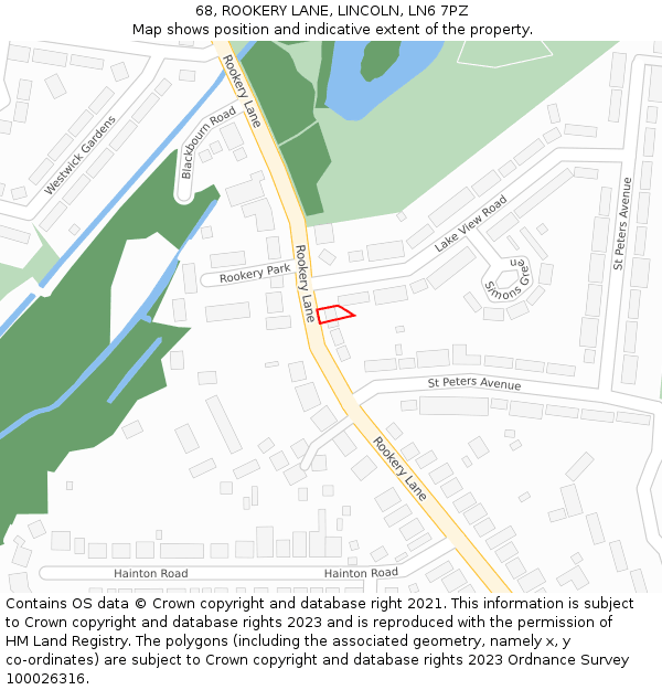 68, ROOKERY LANE, LINCOLN, LN6 7PZ: Location map and indicative extent of plot