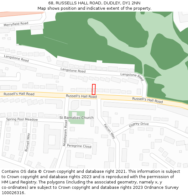 68, RUSSELLS HALL ROAD, DUDLEY, DY1 2NN: Location map and indicative extent of plot