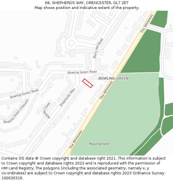 68, SHEPHERDS WAY, CIRENCESTER, GL7 2ET: Location map and indicative extent of plot