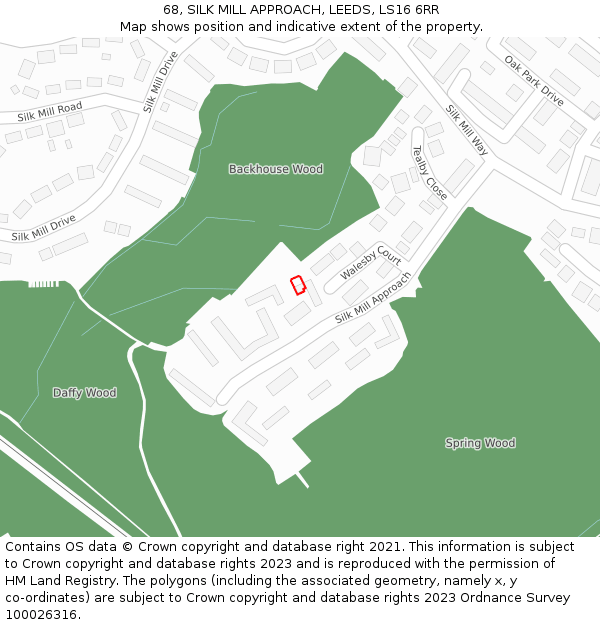 68, SILK MILL APPROACH, LEEDS, LS16 6RR: Location map and indicative extent of plot