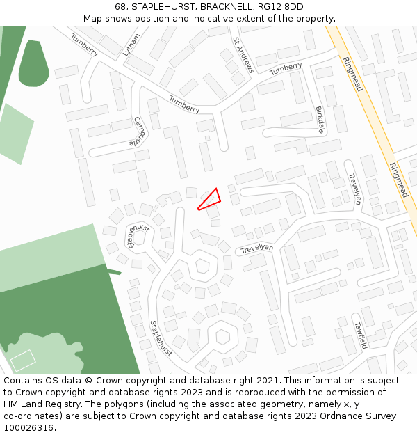 68, STAPLEHURST, BRACKNELL, RG12 8DD: Location map and indicative extent of plot