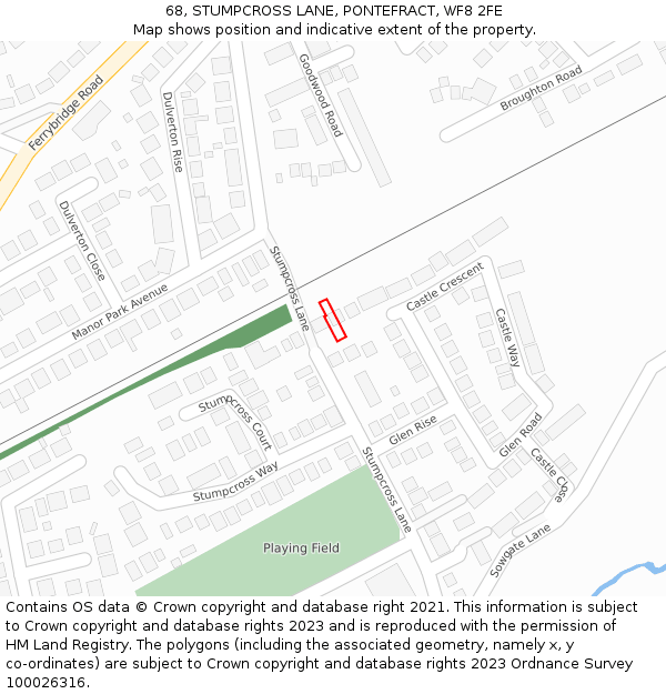 68, STUMPCROSS LANE, PONTEFRACT, WF8 2FE: Location map and indicative extent of plot