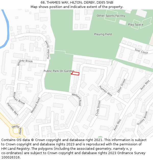 68, THAMES WAY, HILTON, DERBY, DE65 5NB: Location map and indicative extent of plot
