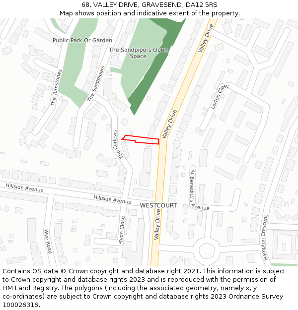 68, VALLEY DRIVE, GRAVESEND, DA12 5RS: Location map and indicative extent of plot