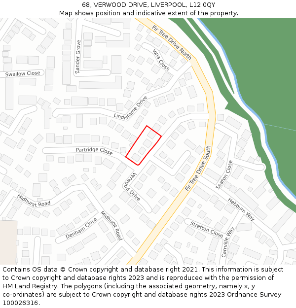 68, VERWOOD DRIVE, LIVERPOOL, L12 0QY: Location map and indicative extent of plot