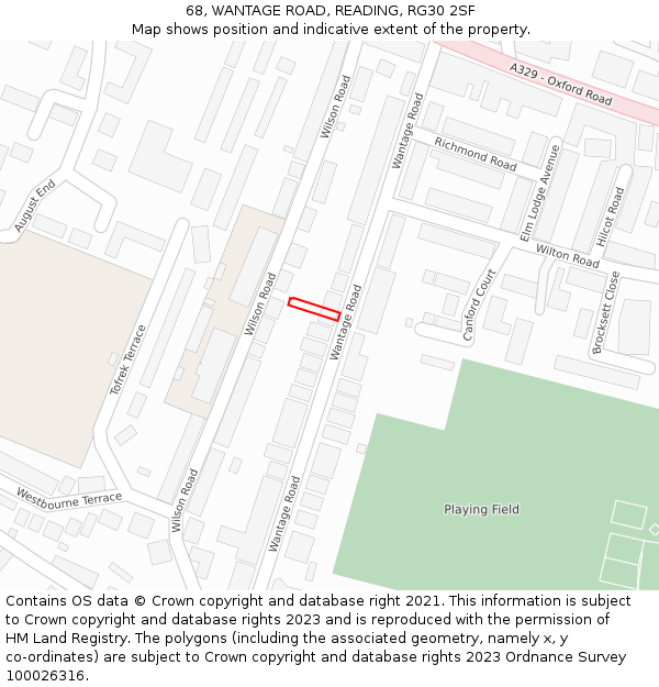 68, WANTAGE ROAD, READING, RG30 2SF: Location map and indicative extent of plot