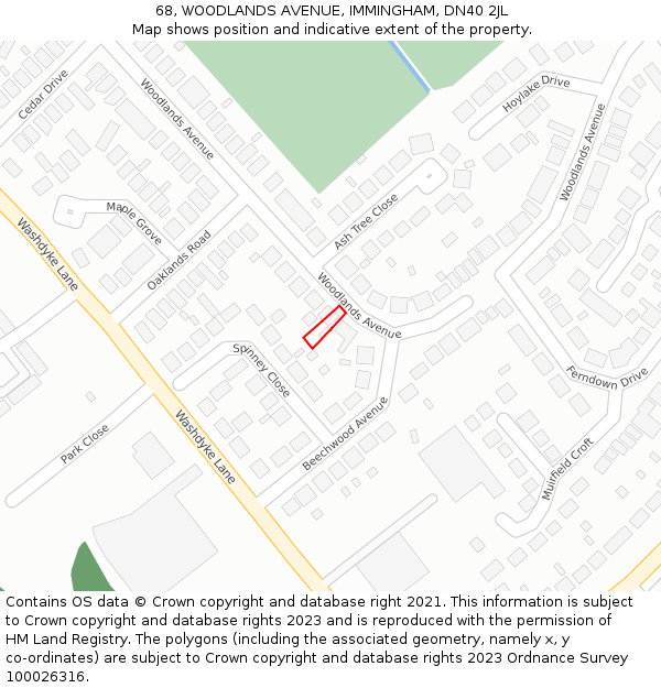 68, WOODLANDS AVENUE, IMMINGHAM, DN40 2JL: Location map and indicative extent of plot